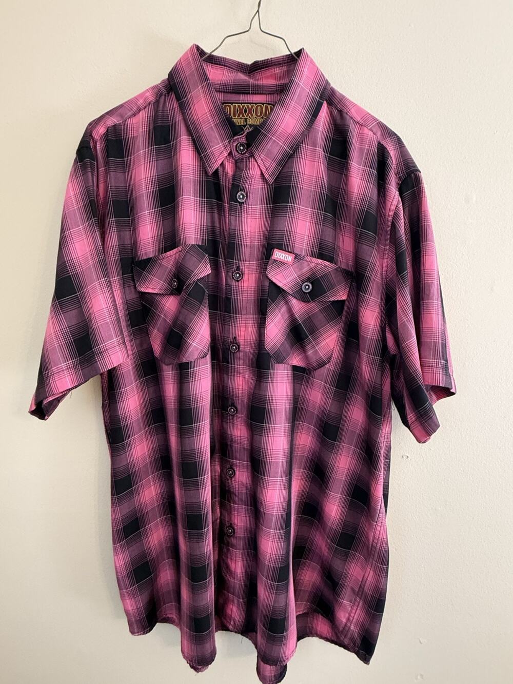 Dixxon Flannel Co The Strip Pink Plaid Shortsleeve XL Bamboo Lightweight